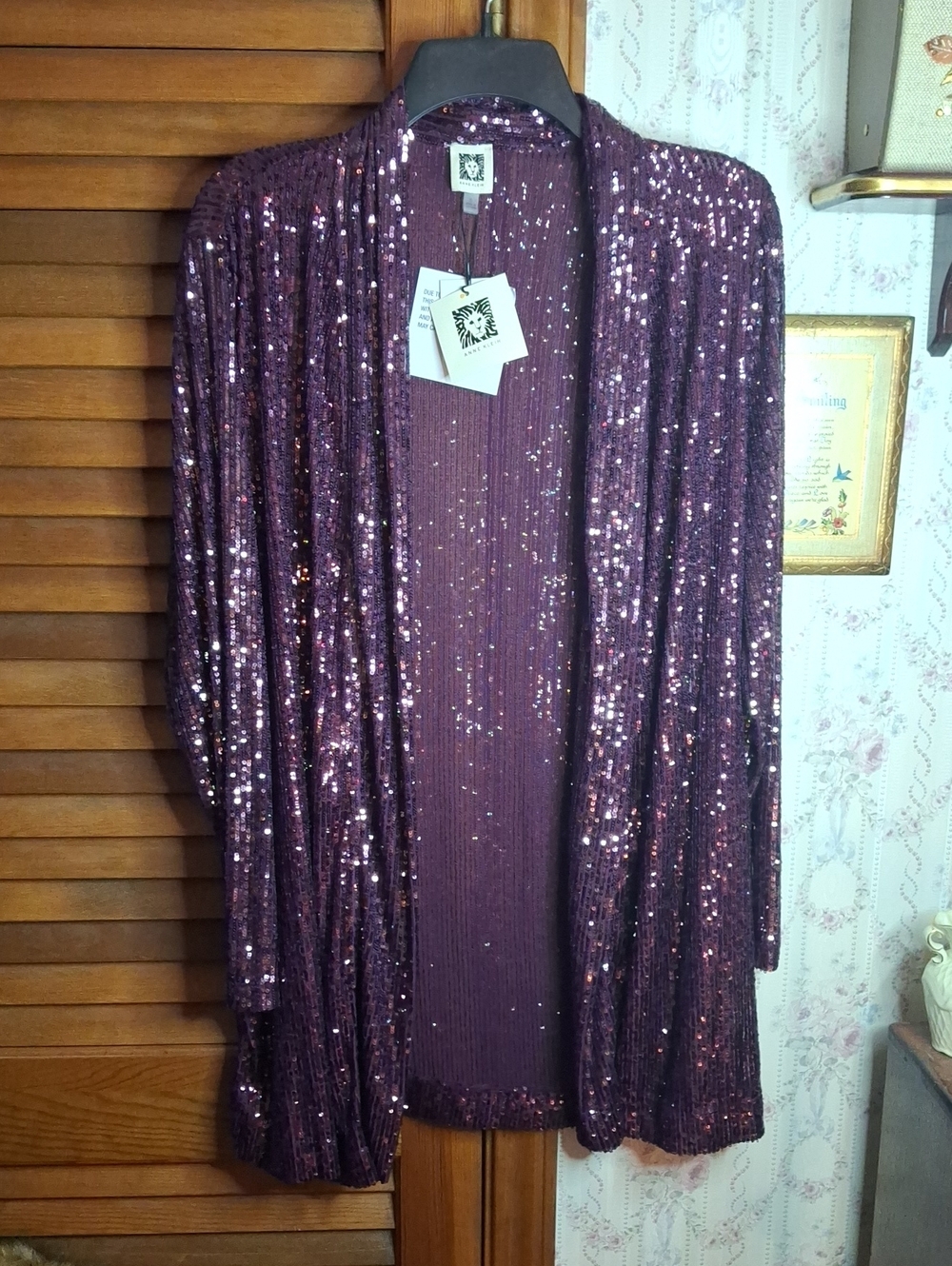 Anne Klein Deep Plum Sequin Jacket NWT - Small